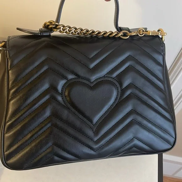 Gucci GG Marmonttop handle black leather bag